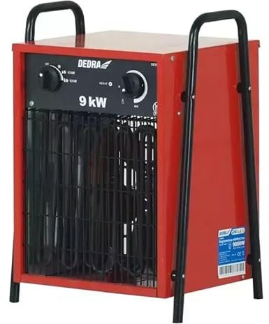 DEDRA Elektro-Lufterhitzer 9 kW, 400 V, quadratisch, nützlich in geschlossenen Räumen, Thermostat, Drei Betriebsarten, einstellbare Temperaturregelung, Metallgehäuse, hohe Leistung