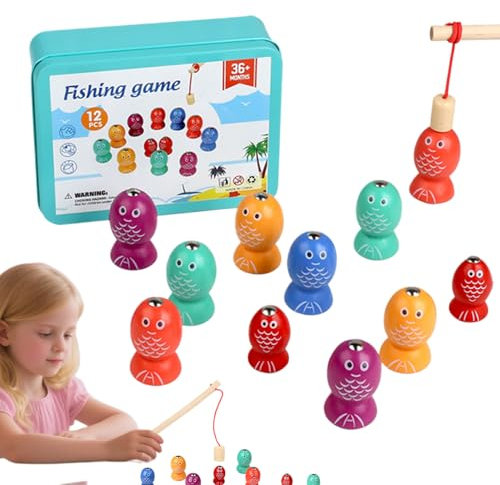 Magnetisches Angelspiel,Spannendes Fischspiel | Lernspielzeug aus Holz zur Förderung der Feinmotorik und Sinne für Kinder im Alter von 2-6 Jahren im Kindergarten und zu Hause