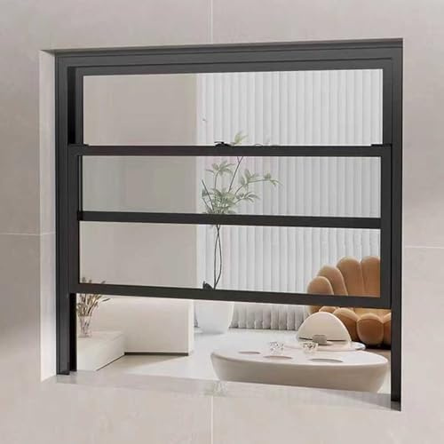Vertikales Schiebefenster Belüftetes isoliertes Schuppenfenster Kellerfenster, Imbissfenster mit Aluminiumrahmen für Keller, Spielhäuser, Garagen, Scheunen((WxH)70X60CM/27.6X23.6IN)