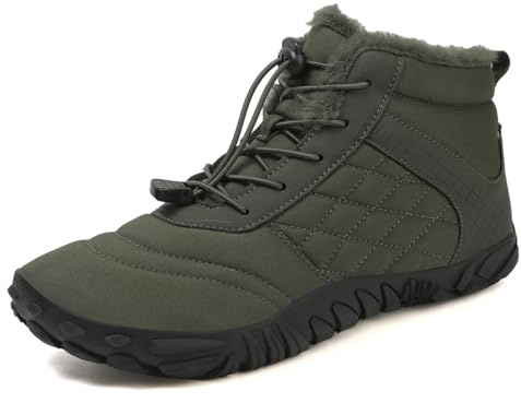 FELDLUFT Polar Chaussures pieds nus d'hiver avec doublure chaude pour homme et femme, 3 0 Vert Militaire, 40 EU