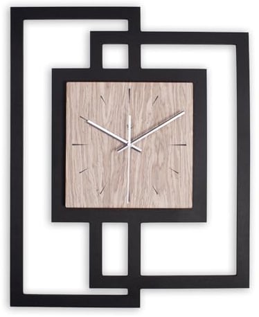 Kreative Feder Moderne Designer-Wanduhr aus Holz mit stilvollem Akzent aus Graueiche-Furnier (Graueiche, leises Quarzuhrwerk)