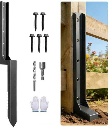 Fence Post Repair Stake with Serrated Edge Heavy Duty Steel 33.5 In,for Tilted or Broken Wooden Posts,Ground Spike Anchor,1 Pack
