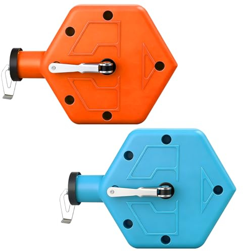 Yudlto 2 Pcs Chalk Line Tool Set, Portable 100 ft Marking Reel with PP Chalk Box for Construction, Woodworking, Bricklaying, Straight Line Marking, Orange & Blue (2, Orange + Blue)