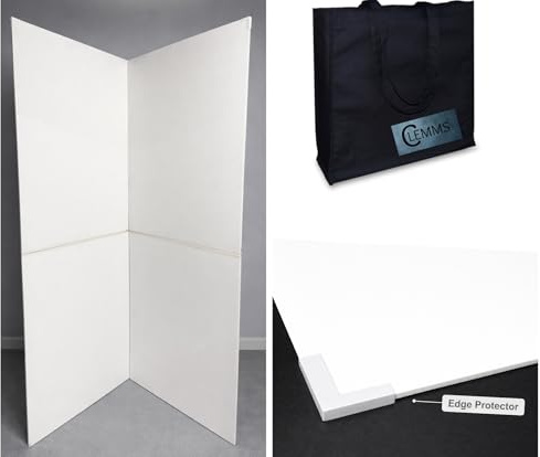Clemms Foldable Photography Light Reflector, White and Black, 1.7 x 2 m Fully Opened, 0.84 x 1 m Folded, V-Flat Design with Edge Protector, Portable with Carry Bag