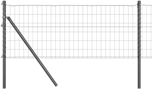 Clôture avec poteau Gris 0,8 x 10 m acier et PVC, kit panneau clôture rigide occultant pour jardin terrasse balcon extérieur, barrière palissade séparation intimité avec fixation