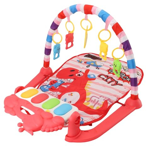 Hyuduo Musikalische Baby-Gymnastik-Spielmatte, ABS-Fuß-Klavier-Bauchzeit-Aktivitätsmatte mit Rasselspielzeug und Spiegel für Neugeborene