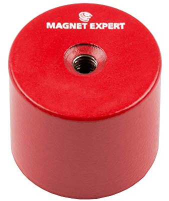 Alnico Deep Pot Magnet for High-Temperature, Engineering, and Manufacturing Applications - 35mm dia x 30mm thick c/w M6 threaded hole - 14kg Pull - Pack of 4
