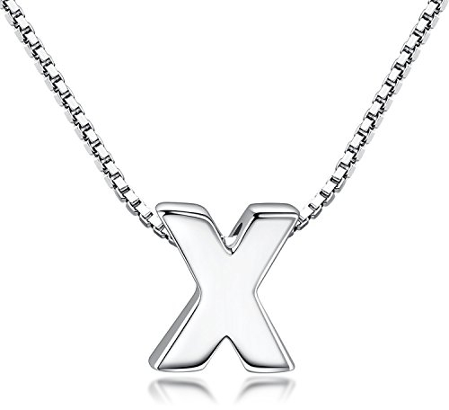 Candyfancy Buchstaben Kette - Buchstabenkette Kette mit Buchstabenanhänger Silber Halskette Kettenanhänger Initialen Silberkette Damen 925 (Kette mit buchstabe X)