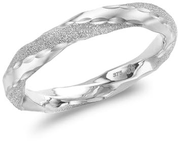 CARISSIMA Damen-Ring, 9 Karat Gold, 3 mm, poliert und strukturiert, gedreht, Roségold Gold