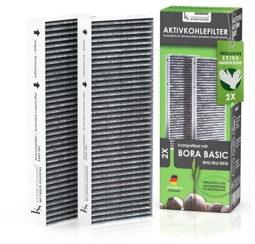 Kasper Solutions Ensemble de filtres à charbon actif compatible avec Bora Basic BIU/BHU/BFIU (2 pièces) - Compatible avec tous les modèles Bora Basic - Teneur accrue en charbon actif végétal