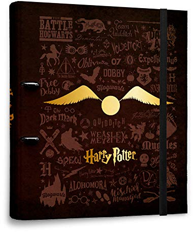 Grupo Erik Premium Harry Potter Ringbuchordner für die Schule oder das Büro - Ordner Harry Potter - Ringordner Pappe der Goldene Schnatz - Harry Potter Fanartikel für die Schule oder das Studium