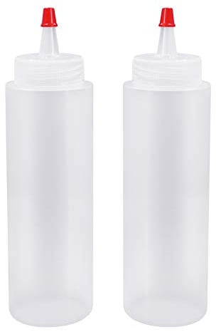 Squeeze Flasche, 2 Stück 8oz Soßenspender Squeeze Flasche- BPA Frei, Plastik Quetschflasche mit Kappen & Kein Leck Condiment Flaschen für Ketchup, Scharfe Soße, Senf, Mayonnaise, Malen und mehr