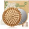 COM-FOUR® 2-teiliges Premium Haarpflegeset, Detangler Haarbürste aus Bambus und kleiner Frisierspiegel, Entwirrbürste gegen verfilzte Haare, für jeden Haartyp (2 Teile - Tangle Bürste + Spiegel)