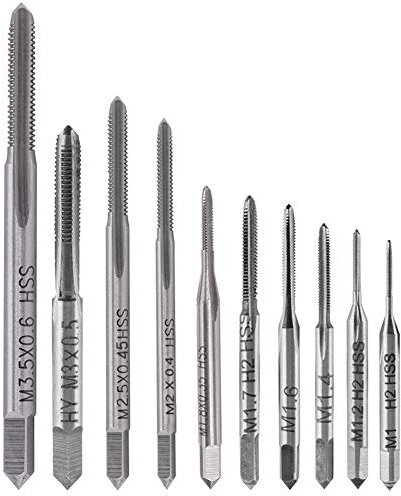 Yakamoz 10pcs Micro Taps Bits Mini Machine Screw Drill Tap Set Metric Thread Screws Plug Bit Small Tapping Bits Tool