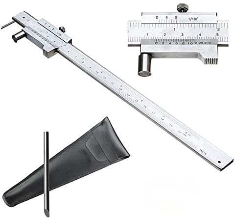 200 * 0.05mm Messschieber Anreiß Stahl Anreißmessschieber Streichmaß Rostfrei mit Rolle für Holz, Kunststoff, Eisen
