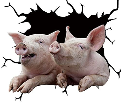 Aufkleber Auto,3D Lustige Tier Kuh Hund Schwein Pferd Selbstklebende Autoaufkleber Fensteraufkleber Dekorativer Aufkleber für Auto Schlafzimmer Motorrad Fahrrad Boot,Andere Glatte Oberflächen,pig07
