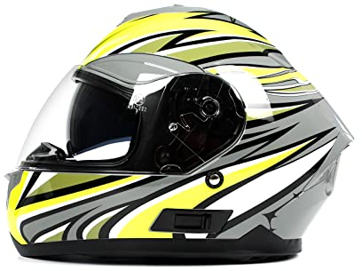BHR Full Face Motorradhelm mit Doppelvisier 814 RIDE | Full Face Motorradhelm ECE Type Approved mit kratzfestem Doppelvisier | Damen/Herren-Motorradhelm | WIND ROSE GREY | XS