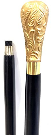 94 cm goldener & schwarzer massiver Messing-Rund-Designer-Griff für Gehstock, 2-fach gefalteter Gehstock