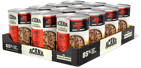 ACANA Premium Chunks in Bone Broth Grain-free Wet Dog Food Beef Recipe 12.8oz Cans (12 Count)