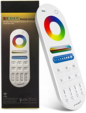 SEZO LM091 2.4G RF Fernbedienung Ersatz Kompatibel mit RGBCCT WB5 LM053 Helligkeit Farbmodus einstellbar LED Controller 4-Kanal 99ft Control Distance 4-Zone Group Control
