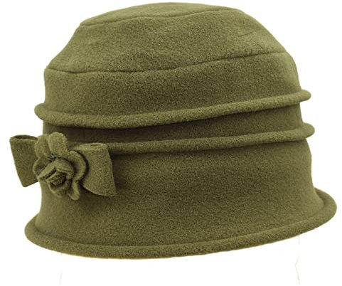 MELEGARI Damenhut Cloche Nestina | Fleece Polar Fleece | Tasche | Made in Italy, Loden Grün, One size
