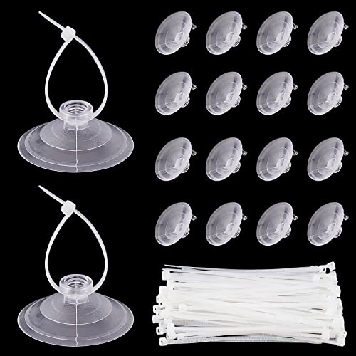 AHANDMAKER 60 Stück Saugnäpfe mit 100 Stück verstellbare Reißverschlüsse, abnehmbare PVC-Saugnapf und Nylon-Kabelbinder für Aquarium Aquarium Pflanzen Home Fenster Glas Hängende Organisation