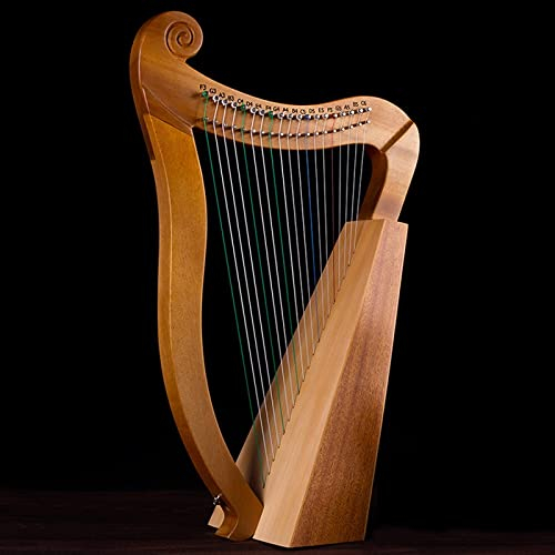 oUyOo Lyra-Harfe, 19 Saiten, Holz-Mahagoni, Nylonsaiten, Instrument Für Erwachsene, Kinder Und Anfänger, Mit Stimmschlüssel Und Tragetasche