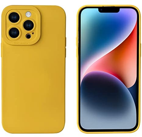 LOOKSEVEN for iPhone 14 Pro Case, Yellow Silicone TPU Rubber Back Cover Case Compatible for iPhone 14 Pro (6.1 inch)