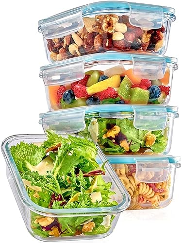 Praknu Boîte en Verre avec Couvercle - Conservation Alimentaire 500 ml - Lot de 4 - Hermétiques & Empilables - Sans BPA - Passe au Lave-vaisselle, Congélateur & Micro-ondes