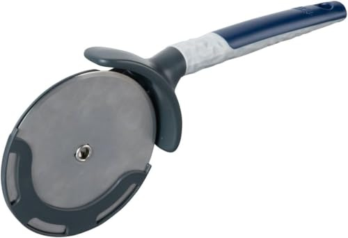Tasty XXL Pizzaschneider mit Soft-Touch-Griff, Rostfreier Edelstahl - Schnell, Sauber & Mühelos Pizzateilen, Spülmaschinengeeignet, Grau/Blau/Silber, 25x11cm