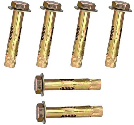 6 bulloni a vite M10 x 80 mm di espansione, dado esagonale, manicotto di espansione, bulloni di ancoraggio resistenti per muratura in calcestruzzo e mattoni