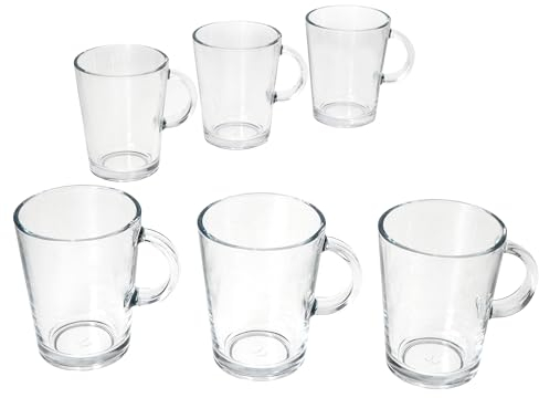 Ritzenhoff & Breker Coredo 6er Set Teegläser mit Henkel I 250ml, H10,5cm I Trinkbecher mit Henkel aus Klarglas I konisches Glas für Kaffee, Kakao, Cappuccino, Latte Macchiato & Co für Daheim & Büro