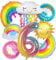 GAROMIA Regenbogen Geburtstagsdeko 6 Folienballon Regenbogen Party Deko Zahl 6 Ballon Folienballon Wolken Geburtstagsdeko Mädchen 6 Jahr Regenbogen Dekoration Luftballons für Mädchen Geburtstag