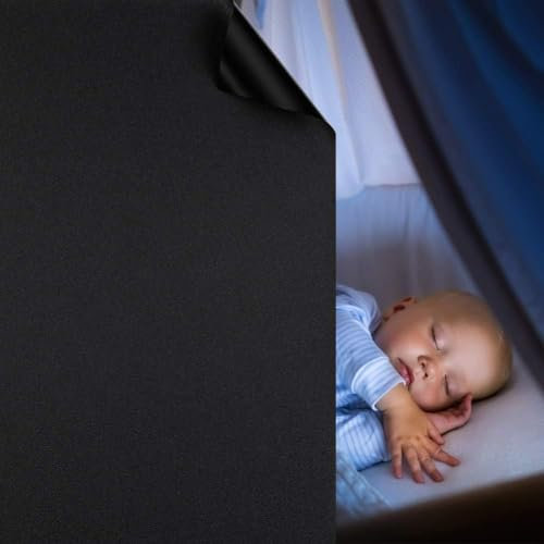 Fyuein Fensterfolie Blickdicht Selbsthaftende Fensterfolie Statisch Haftend Dekorfolie Sichtschutzfolie Anti UV (Schwarz, 100x400CM)