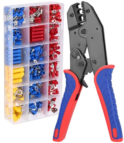 Pinza Crimpatrice Pinze piegatrici per 0,50-6mm²Pinza Crimpatrice con 400pz tipi Capicorda Per Connettori Elettrici Isolati Set di utensili a crimpare per terminali