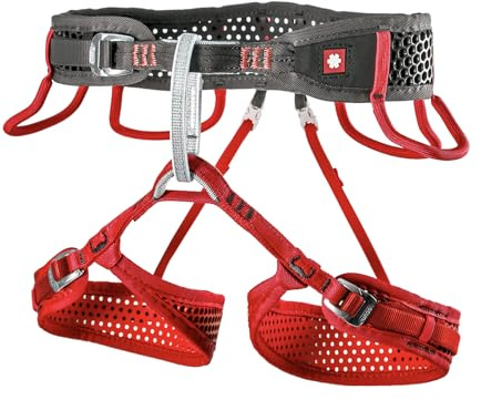Ocun Women's Webee Lady Rock Climbing Harness for Indoor & Alpine Climbs, Black/Red, Large