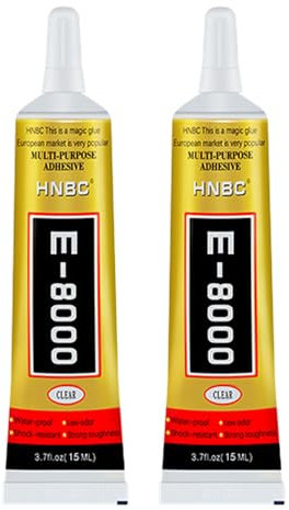Leogony 2pcs E8000 Jewellery Glue for Metal And Stone, Multi-Function Glues for Phone Screen Jewelry Glass Wood Fabric (15ml)