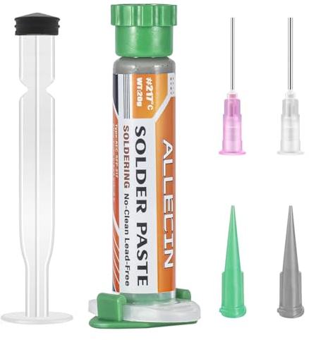 ALLECIN Pasta Saldante Senza Piombo Sn96,5 Ag3 Cu0,5 217°C Solder Paste 217 Gradi Celsius Pasta per Saldare a Stagno Alta Temperatura Pasta di Saldatura Siringa (20g)