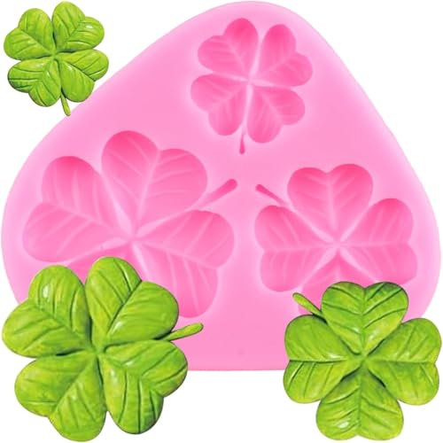 XMOLDNMS Vierblättriges Kleeblatt Fondant Formen Glücksklee Silikonform Blatt Fondant Schokoladenform für Kuchendekoration Cupcake Topper Candy Polymer Clay Gum Paste