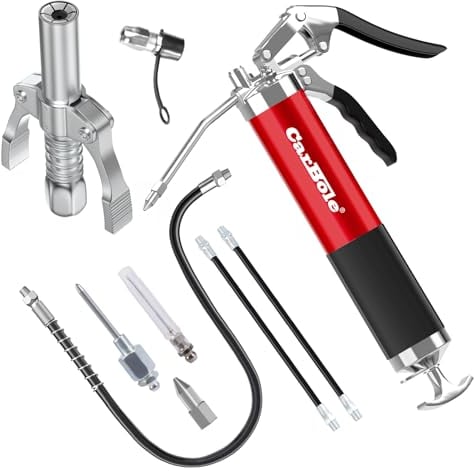 CarBole Pompe à Graisse 8000PSI Manuelle avec Raccord de Pistolet à Graisse,Pistolet à Graisse Robuste avec Quatre Types de Buse et Adapté à Différents Scénarios,Compatible avec la Cartouche 400cc