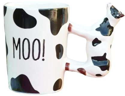 CAPIJIONG Taza de cerámica con forma de animal de 370 ml, diseño de vaca en 3D
