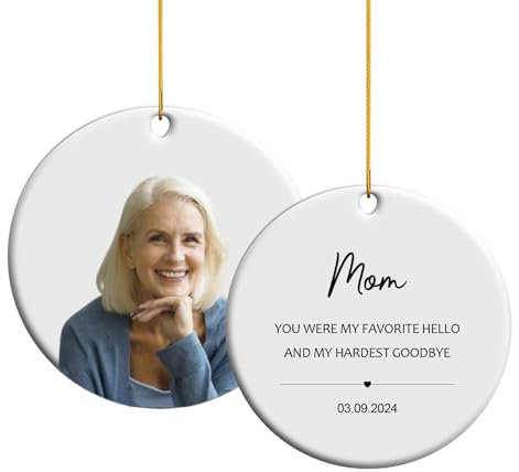 ALBK Memory Baubles Personalised - Christmas Memorial Baubles, Photo Ceramic Ornaments, Plaque Bereavement Remembrance Funeral Gifts, Christmas Xmas Tree Decoration