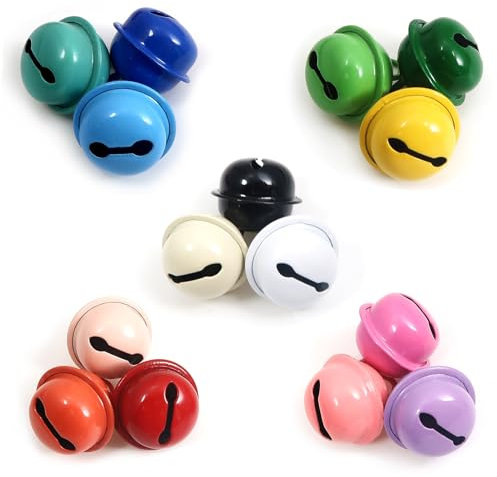 TOAOB 60 Stück Farbige Glöckchen Metallglöckchen 17 mm GlöCkchen Zum Basteln Bunte Anhänger Glocke für Handwerk Glocken Festival Dekoration