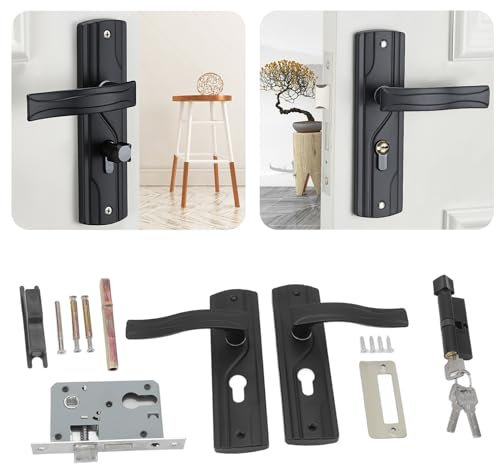 Haofy 2-teiliger Türgriff für Büro oder Haustür, Geräuschloses Lager, Universelles Türhebel-Schloss-Set mit Verdickten Griffschlüsseln für Zuhause, Schlafzimmer, Vordereingang,