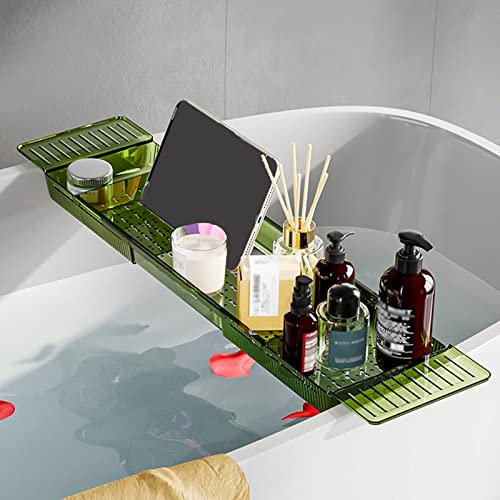 (Estante Extensible para baño, escurridor de Platos para bañera, Bandeja para bañera, Bandeja para Toallas de acrílico Transparente Duradera, Organizador de baño de Lujo, 22,2 de Largo x 6