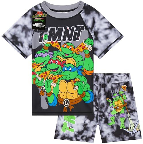 TEENAGE MUTANT NINJA Turtles Swimsuit Set for Boys 2 Pcs with Swimming Trunks Boys Rash Vest for Swimming Beach Trip Holiday Essentials