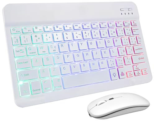 Uonlytech 1 Juego De Teclado Y Ratón Inalámbricos Ratón Inalámbrico Teclados Inalámbricos Teclado Inalámbrico para Tableta Teclado Portátil Ratón Y Teclado Batería De Teclado Blanca