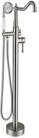 Badewanne Armatur Freistehende Badewannenarmatur Mischbatterie Dusche Retro 360° Schwenkbar Einhebelmischer mit Handbrause und Brauseschlauch Gebürstet