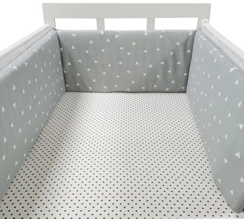 AZMAHT Babybett Umrandungen Bettumrandung Babybett Gitterbett Schutz Umrandung Polster Bettumrandung Weich Atmungsaktiv Babybett Umrandung Waschbar Babybettumrandung,N17,200×30cm