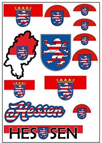 Daged Hessen Flaggen Fahne Set 9 Stück Aufkleber selbstklebend Sticker BL